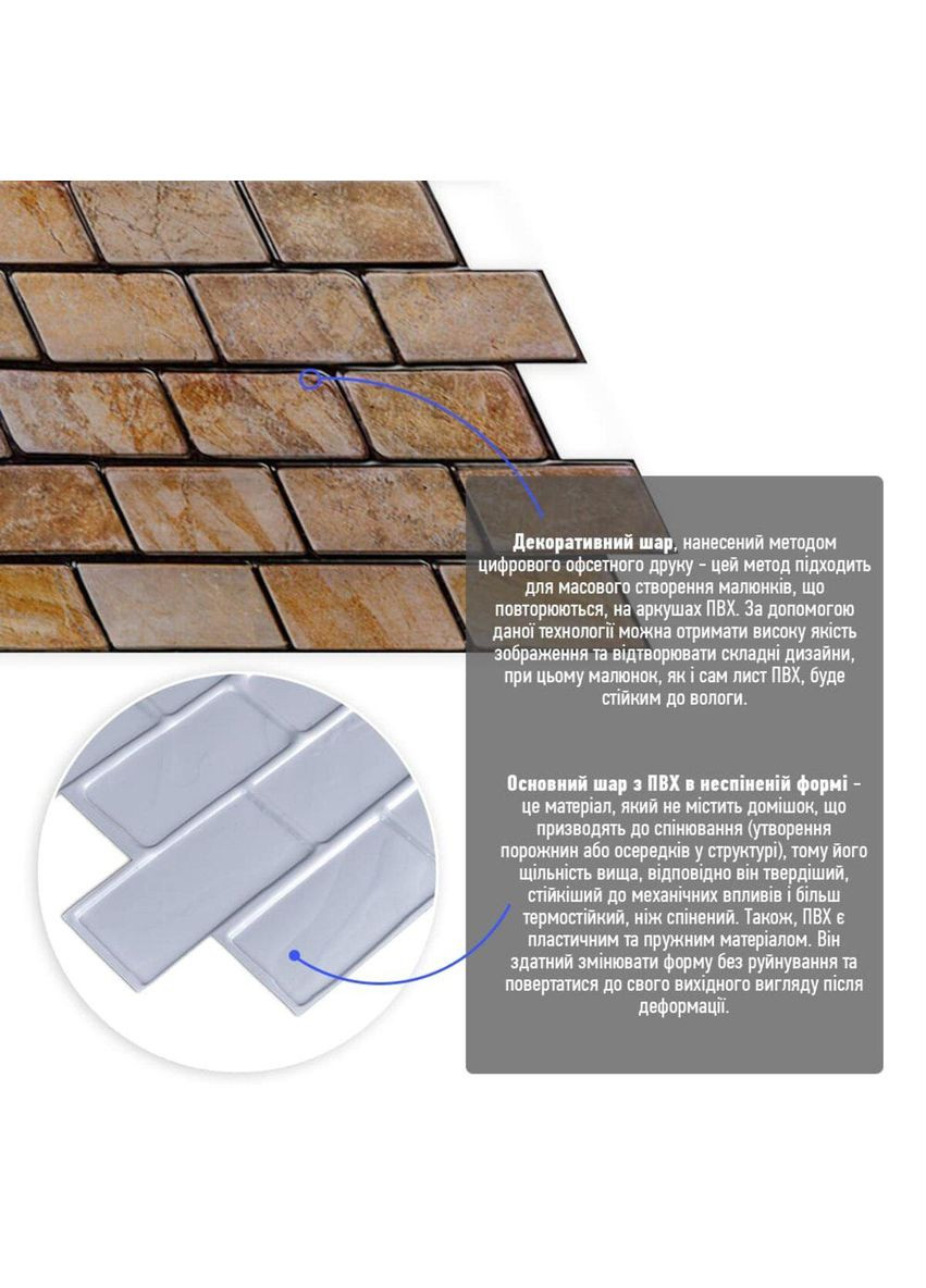 Декоративна ПВХ панель цегла 960х480х4мм Коричневий мармур SW-00001428 Sticker Wall (330609636)