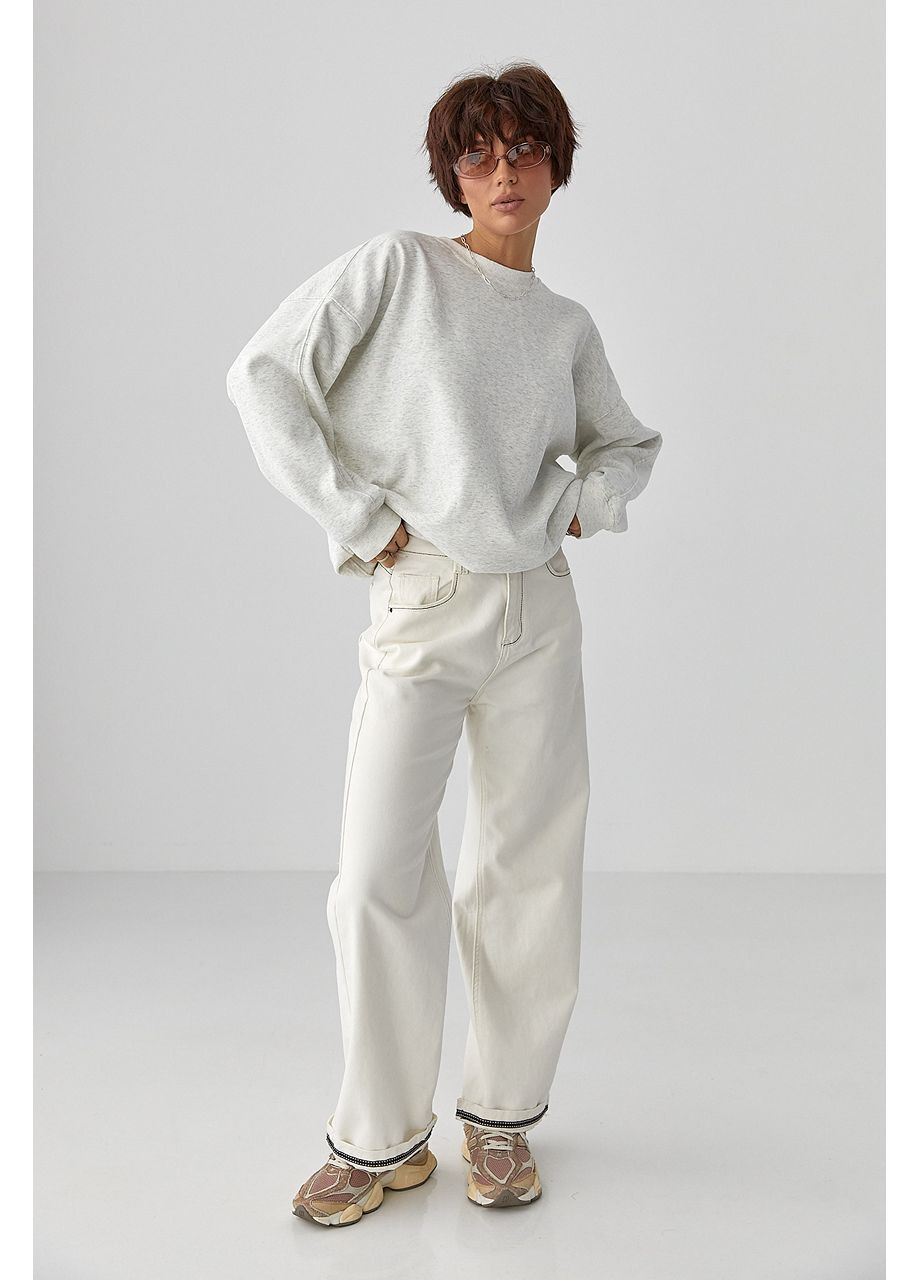 Світло-сірий однотонний світшот з плюшевим начісом - рожевий колір Lurex (364967930)