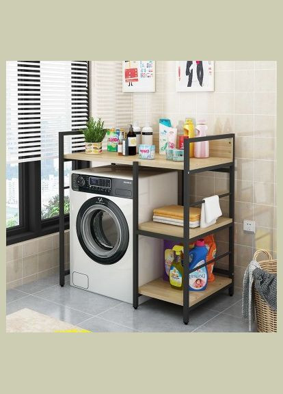 Стеллаж над стиральной машиной из дерева Лугачо правый венге-бланже (ССМ-10151201) No Brand (328293601)