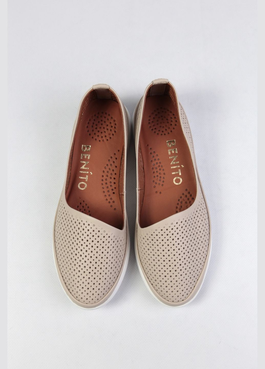 Женские балетки Benito | бежевые однотонные натуральная кожа (323136721)