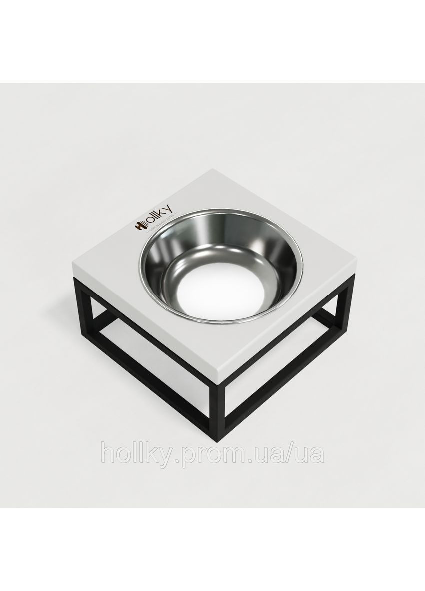 Миска на підставці для котів і маленьких собак Base Solo S (1 × 0,45 л) Solo S-18187-BLWH Hollky (365652784)