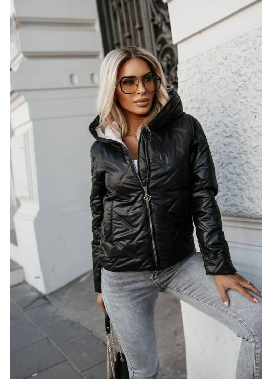 Черная женская курточка плащевка мод.1050 черный Україна