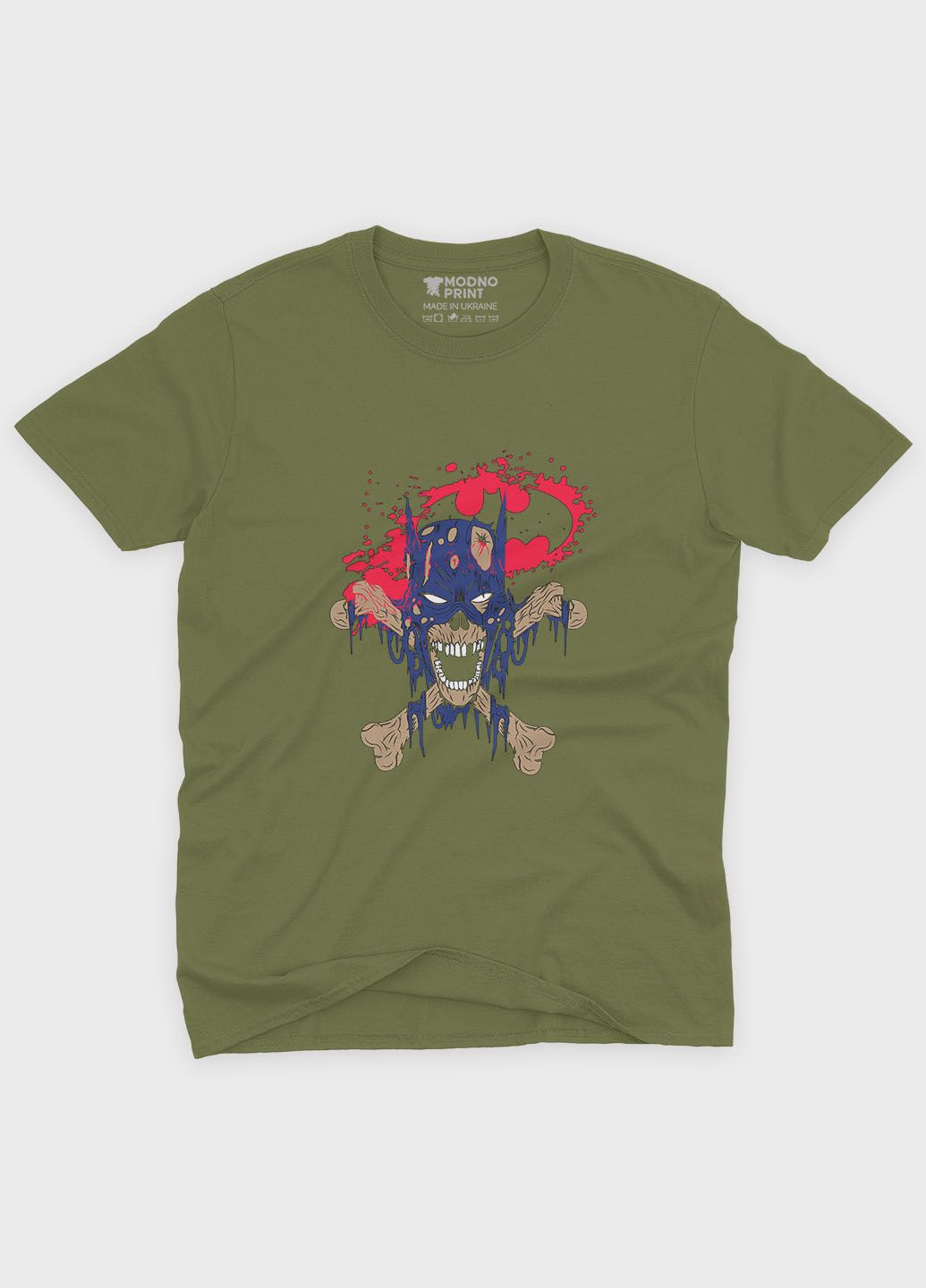 Хаки (оливковая) мужская футболка с принтом супергероя - бэтмен (ts001-1-hgr-006-003-038) Modno