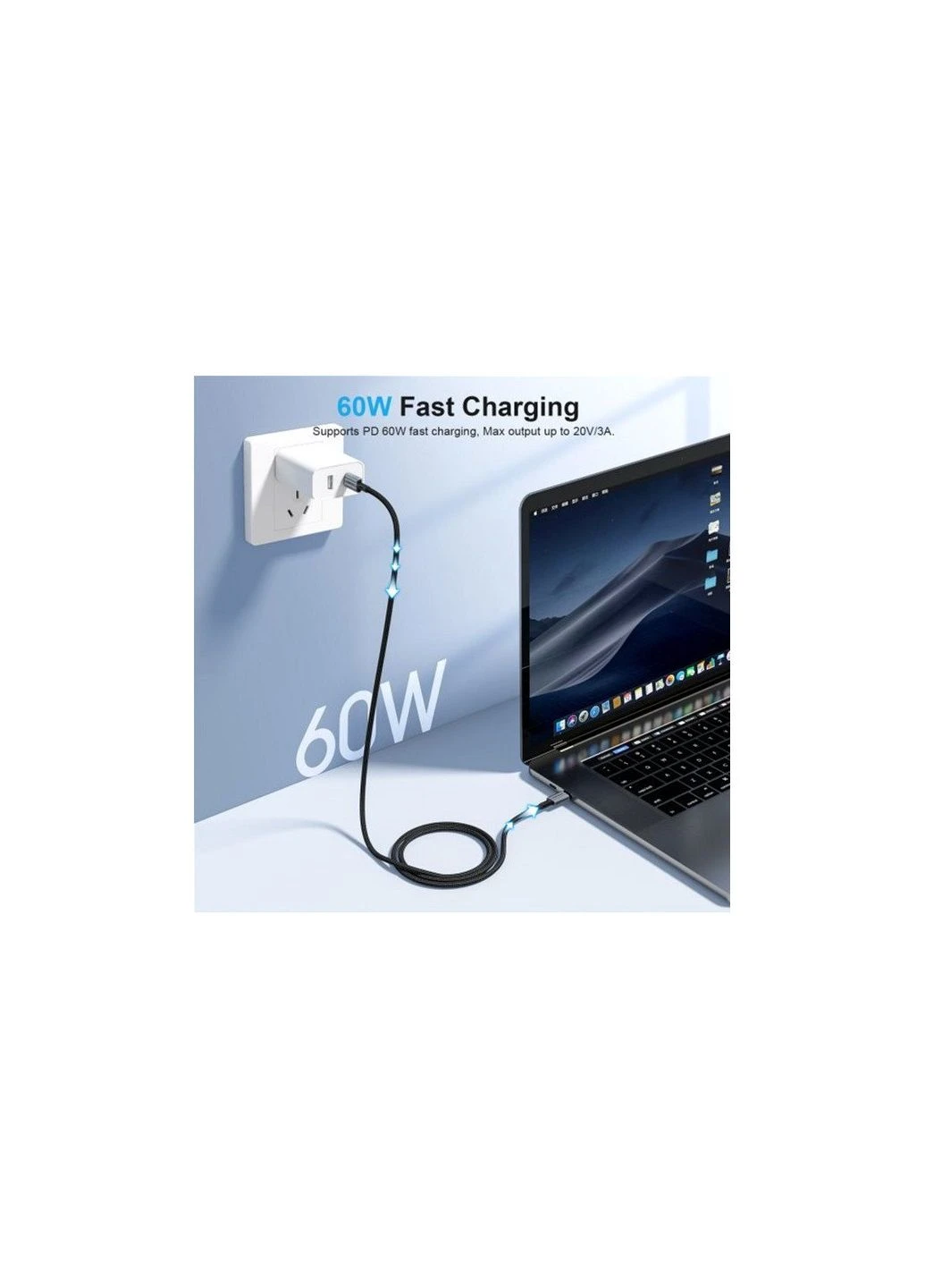 Дата кабель (ek19548) CHOETECH USB-C to USB-C 1.2m USB 2.0 60W (391782050)