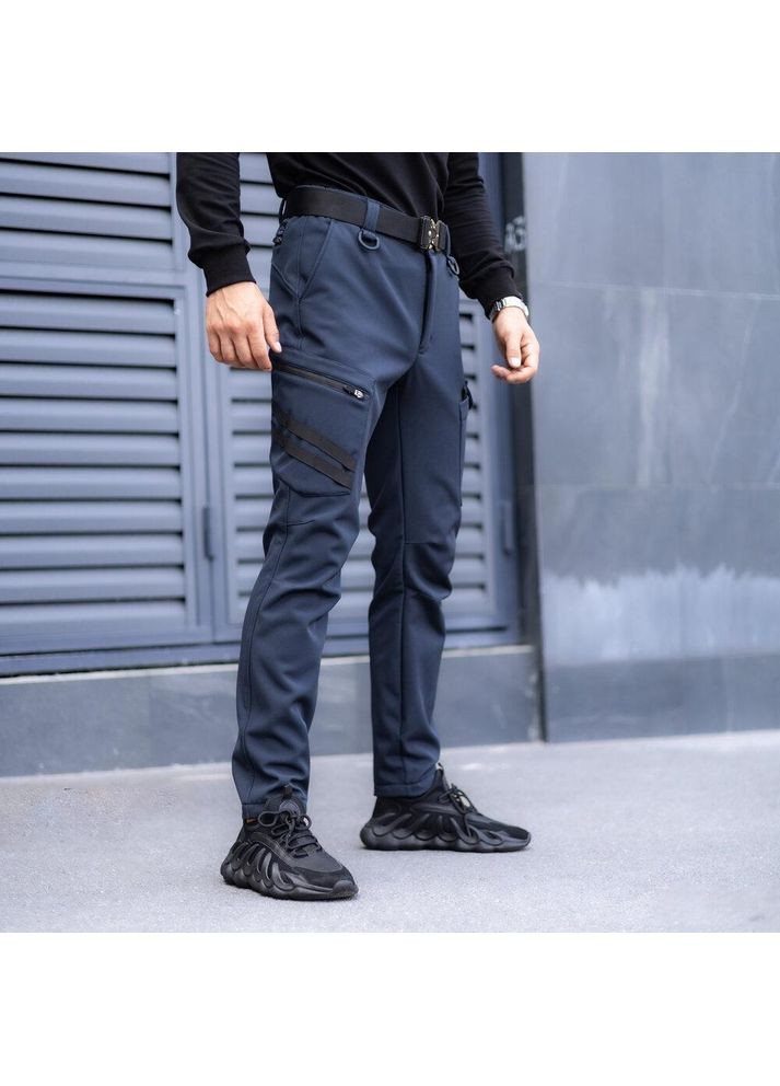 Тактические мужские демисезонные штаны SoftShell синие Freedom (356174259)