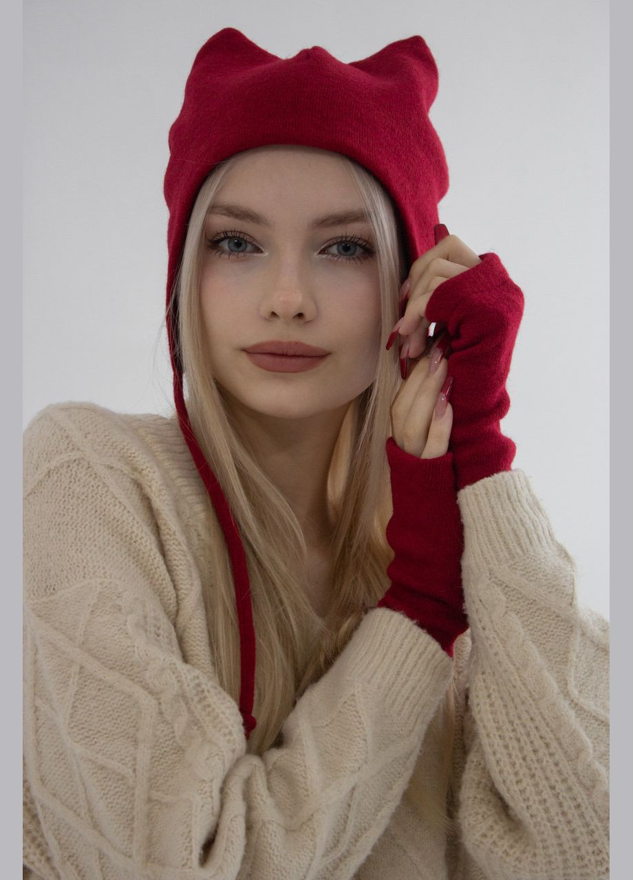 Комплект шапка с ушками и нарукавниками. D.Hats (289386152)