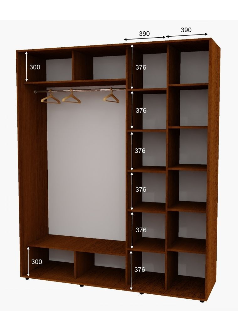 Шафа-купе дводверна 200*60*220 см Горіх лісовий 2 двері ДСП + Дзеркало Алекса (356773544)