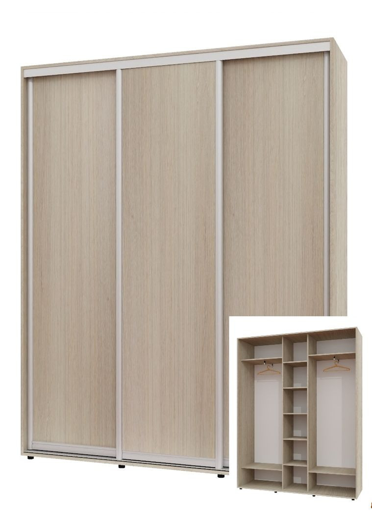 Шафа-купе тридверна 200*45*230 см Дуб Шамоні світлий 3 двері ДСП ШК-04 Алекса (360471495)