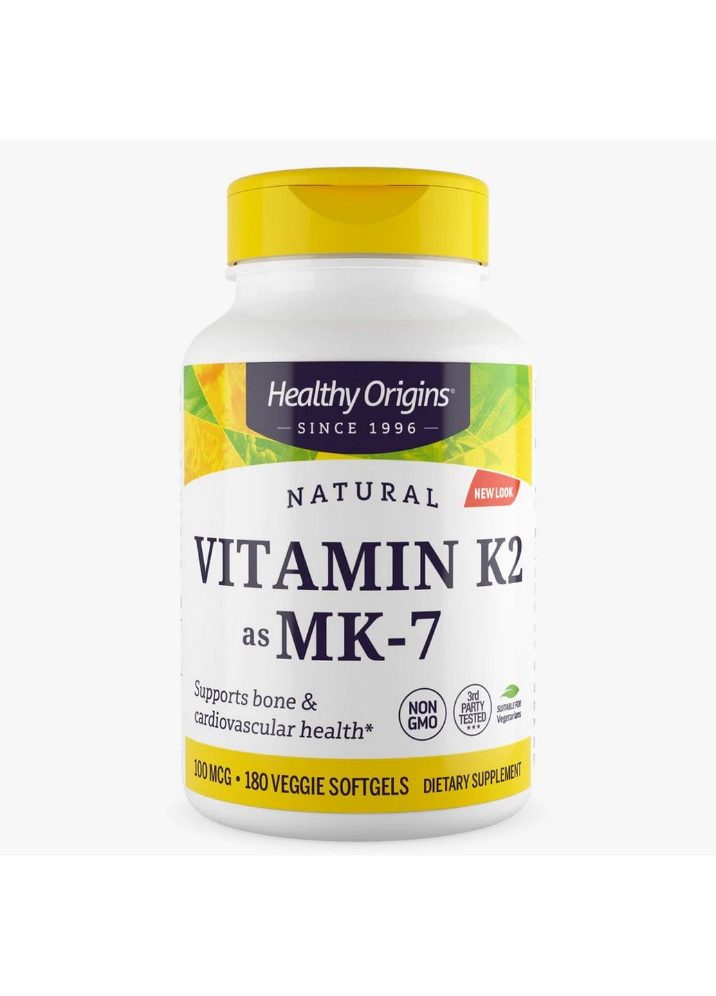 Вітаміни та мінерали Vitamin K2 as MK-7 Natural 100 mcg, 180 вегакапсул Healthy Origins (293340402)