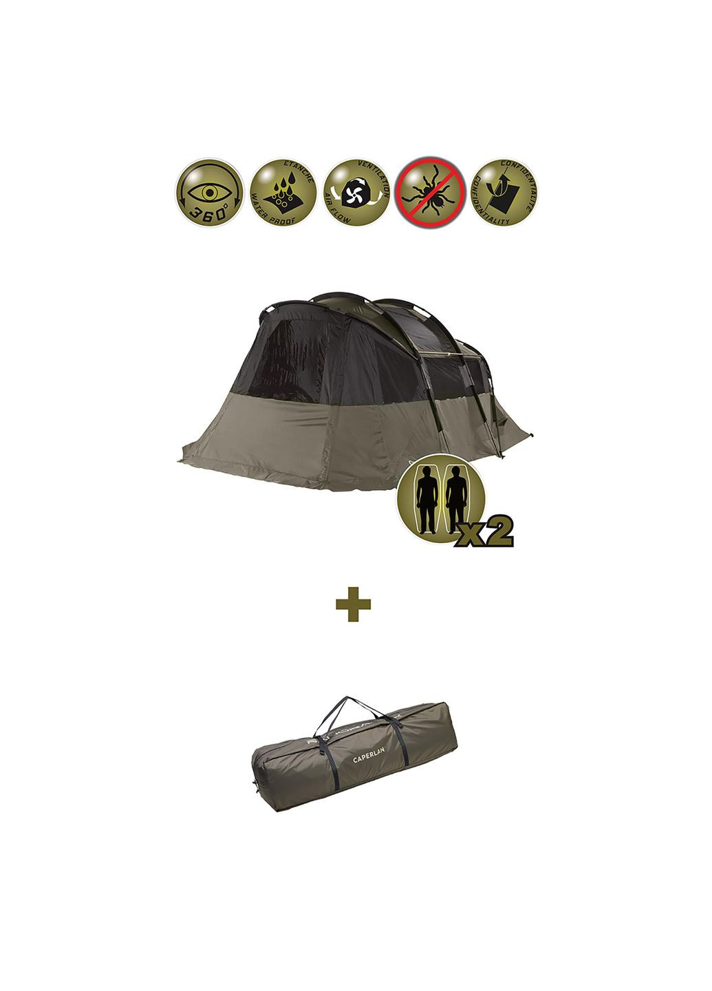 Быстросборная Палатка для Рыбалки Ловля Карпа Tanker Panoramax 240 х 170 х 385см Двухместная Водонепроницаемая Олива Caperlan (348117096)