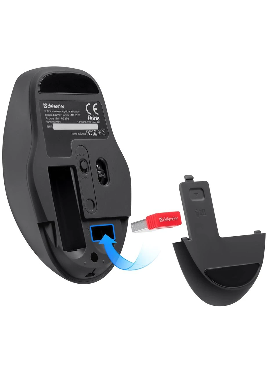 Мишка Feam MM-296 Wireless Black (52296) Defender (396675800)