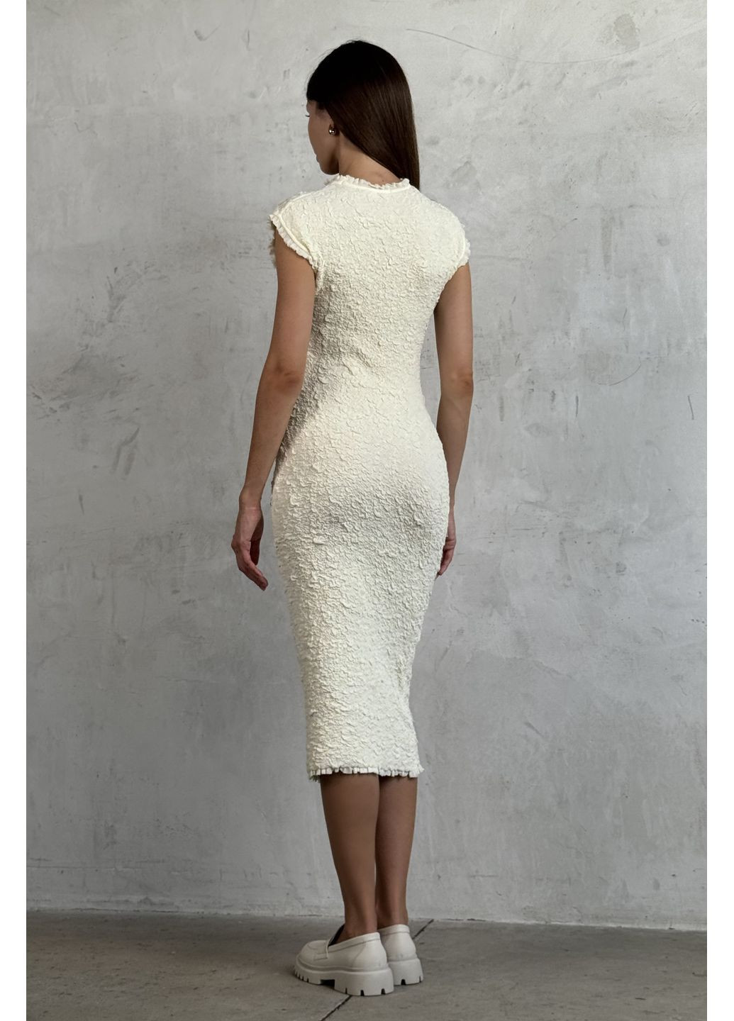 Білий плаття міді облягаюче CHICLY однотонна