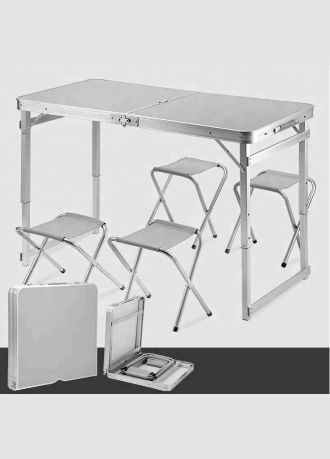Складной стол усиленный для пикника + 4 стульчика Белый No Brand (294721473)