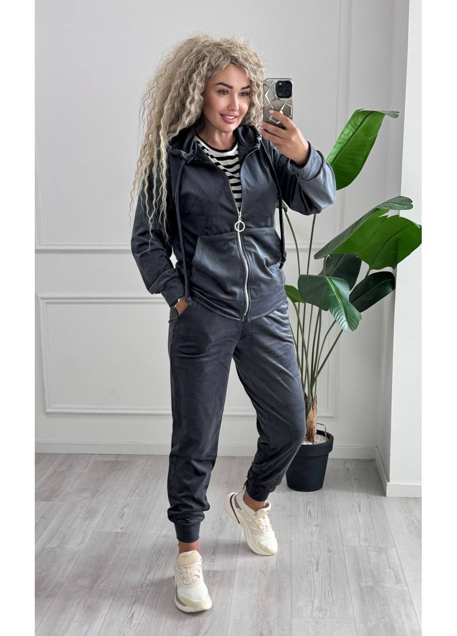 Костюм спортивний якісний велюр,кофта з капюшоном та штани Україна (353375659)