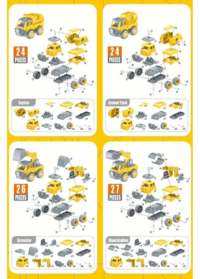 Робот-трансформер из машинок – набор строительной техники 5 в 1 с отверткой. No Brand (363042287)