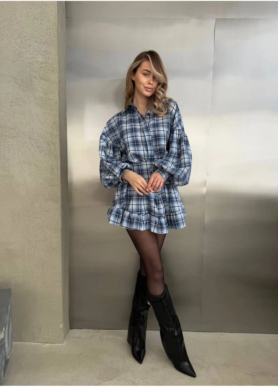Жіночий комплект спідниця+сорочка в клітку Fashion (382028199)