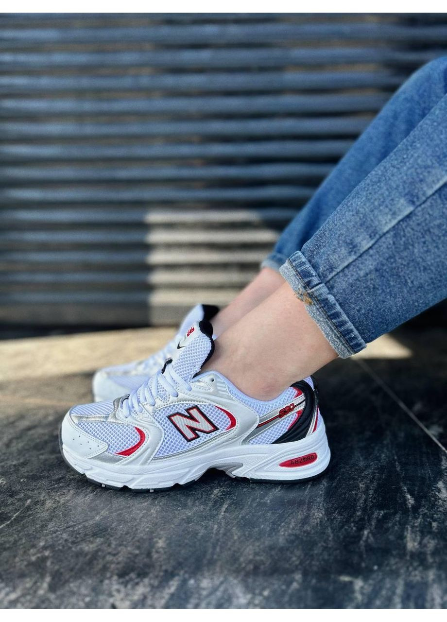 Білі Осінні кросівки чоловічі new balance 530 retro white silver red нью беланс 530 No Brand