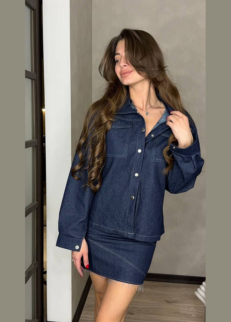 Джинсовый костюм с юбкой и рубашкой Adelante (319352524)