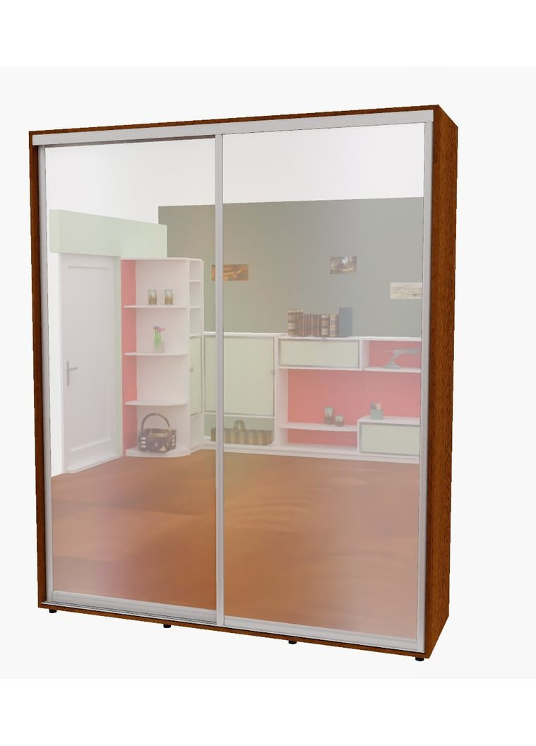 Шафа-купе дводверна 210*60*230 см Горіх лісовий 2 двері Дзеркало Алекса (360456424)
