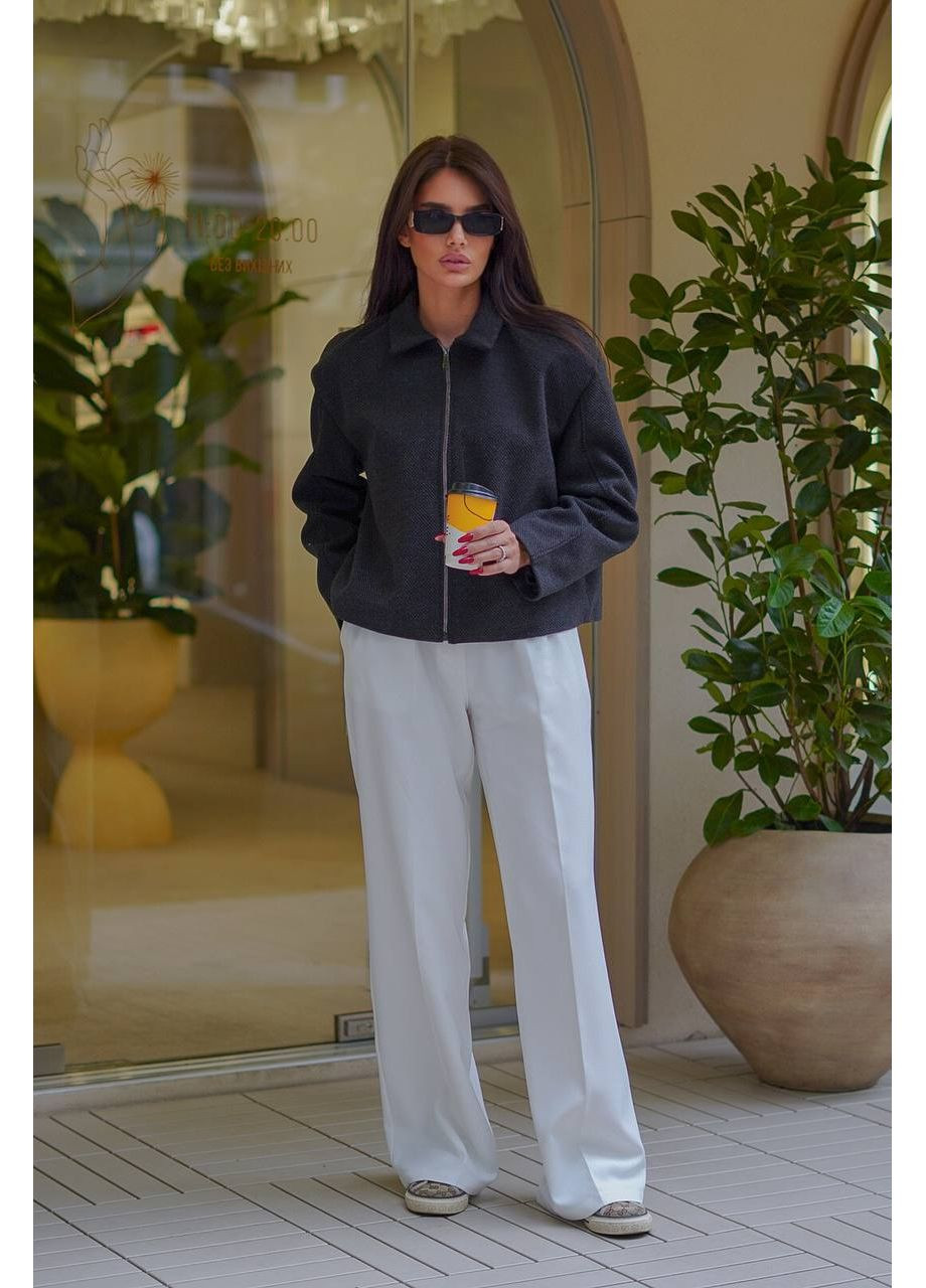 Графитовое демисезонное Женское стильное пальто оверсайз из турецкого кашемира — замеры в описании. Vione