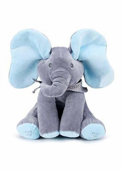 Розвиваючий музичний слоник Elephant (з блакитними вушками) Peekaboo (280941649)