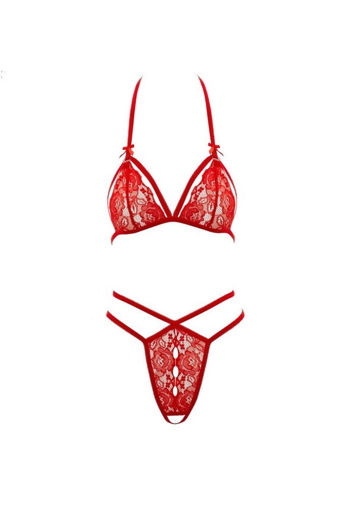 Червоний демісезонний сексуальний комплект білизни червоний cottelli "lace set" m Cottelli Collection