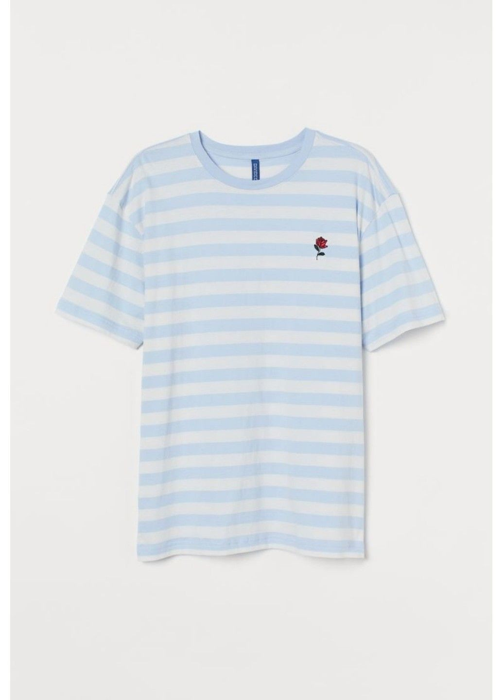 Голубая мужская трикотажная футболка н&м (56757) м голубая H&M