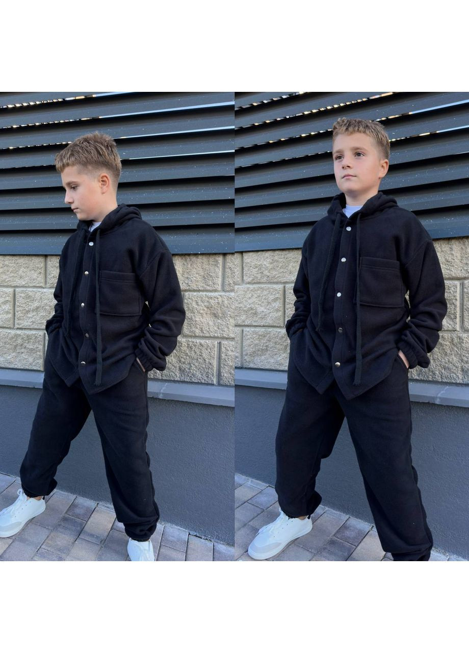 Чорний костюм двосторонній фліс хлопчик No Brand