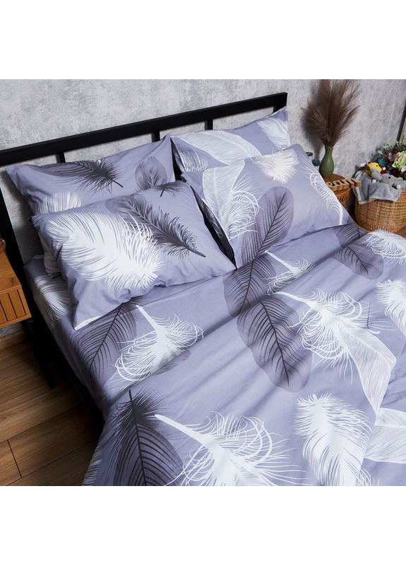 Комплект постільної білизни Бязь Gold Люкс «» Двоспальний 175х210 наволочки 4х70х70 (MS-820006904) Moon&Star Soft Plumes (356114159)