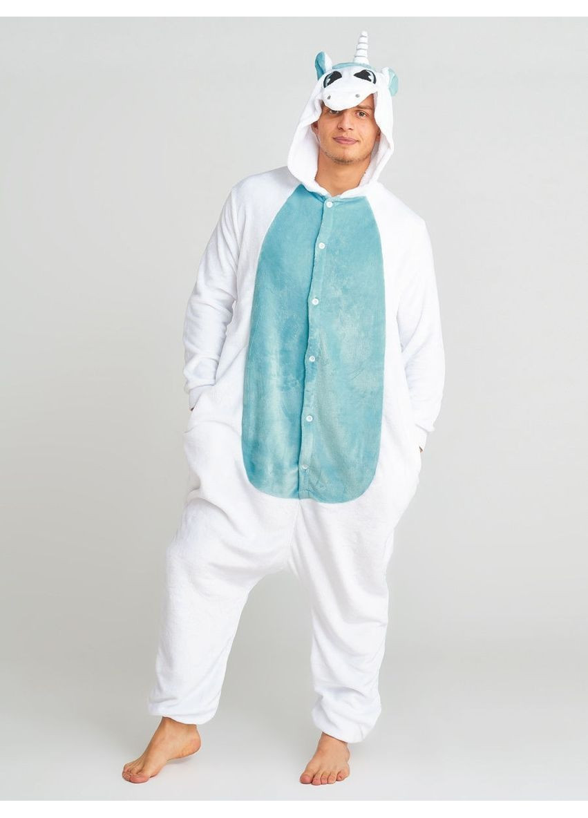 Піжама кігурумі чоловіча Єдиноріг Біло-блакитний S (145-155 см) Jamboo (369669442)