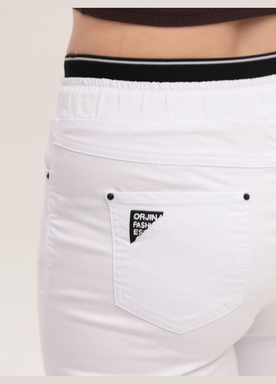 Штани жіночі білі МОМ тонкі з резинкою на поясі великі розміри Estensivo MOM (329854075)
