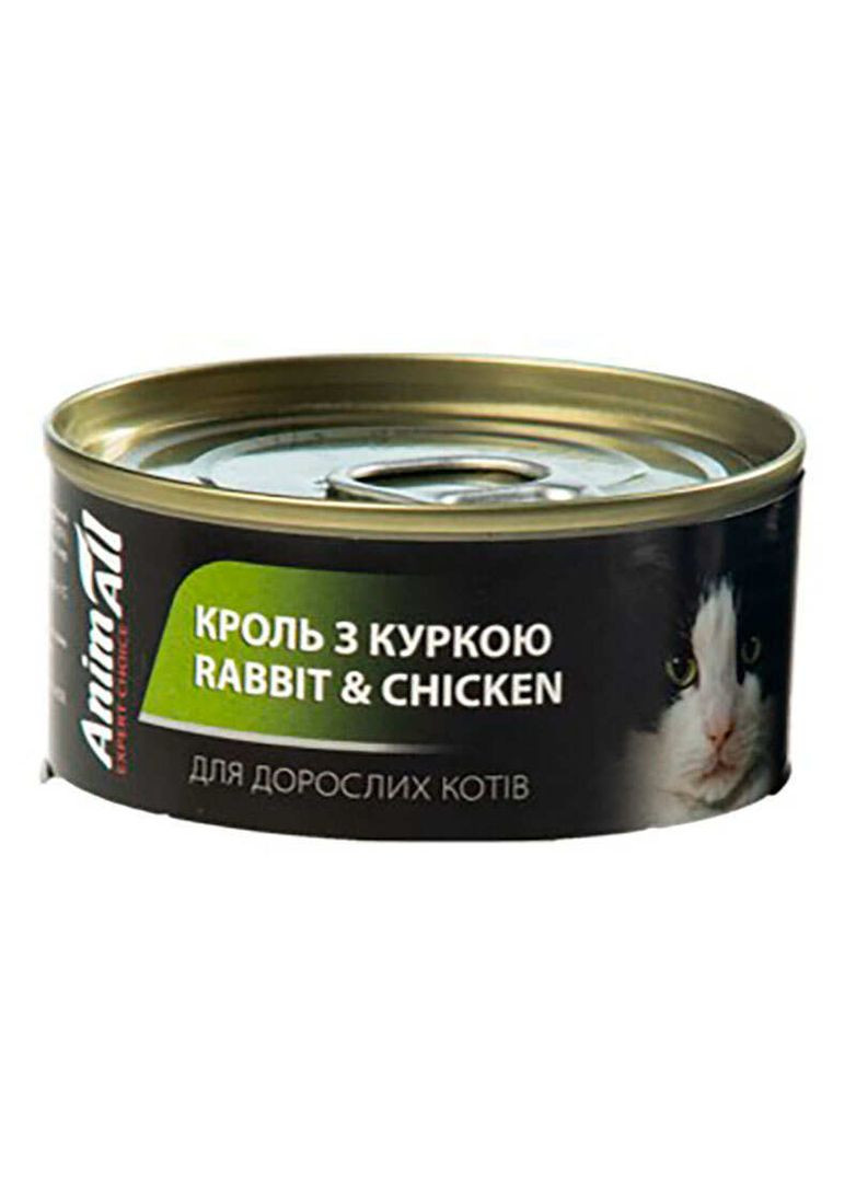 Влажный корм с кроликом и курицей для котов (паста из кролика с полосками курицы) 80 г (4820224501857) AnimAll (327055962)