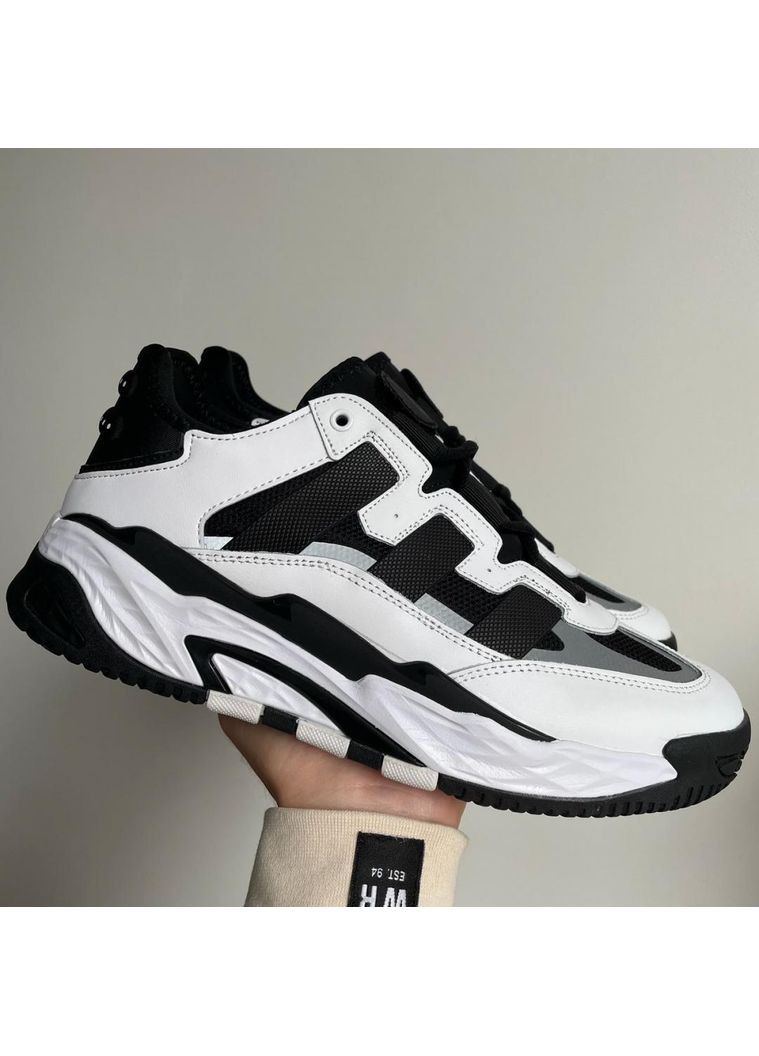 Белые демисезонные кроссовки мужские adidas niteball black white 3 адидас найтбол белые No Brand