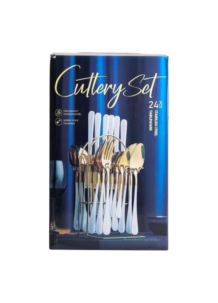 Набор столовых приборов на 6 персон 24 шт с деревянными ручками для сервировки стола кухонные приборы ProDobro (364192463)