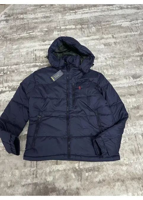 Темно-синяя зимняя куртка зимняя мужская плотная новая ральф поло темно-синяя 1:1 No Brand
