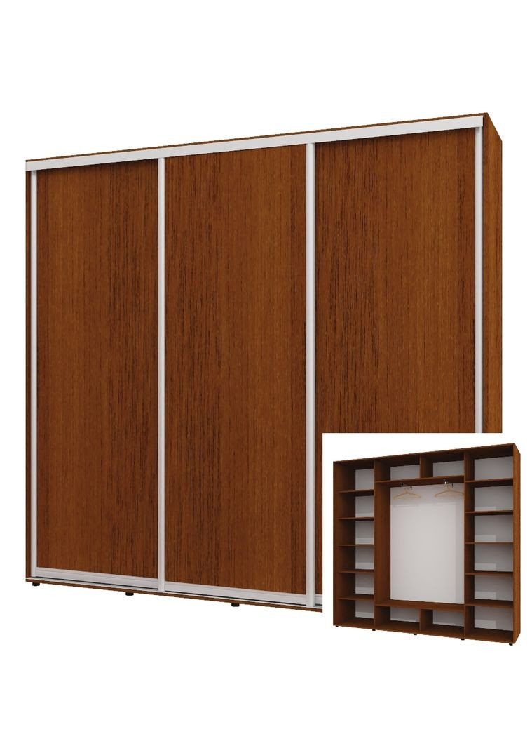 Шкаф-купе трехдверный 260*45*230 см Орех лесной 3 двери ДСП ШК-05 Алекса (360441738)