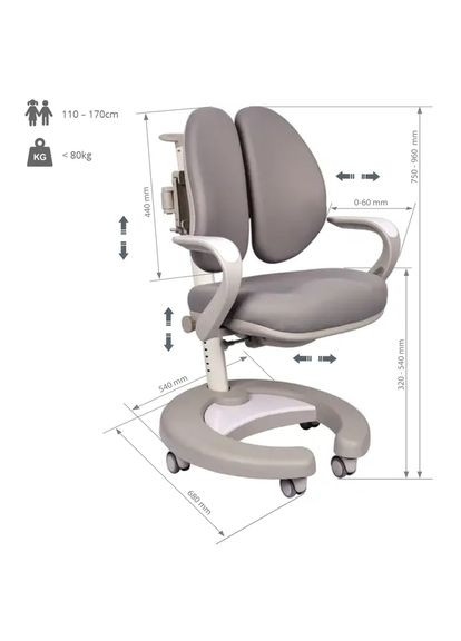 Дитяче крісло FunDesk Rubus Grey (356937691)