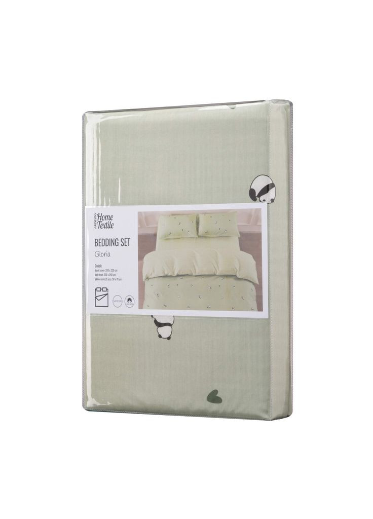 Постільна білизна Gloria сатин панди, євро 200х220 (m457839) Ardesto Gloria сатин панди, зелений євро 200х220 (366563545)