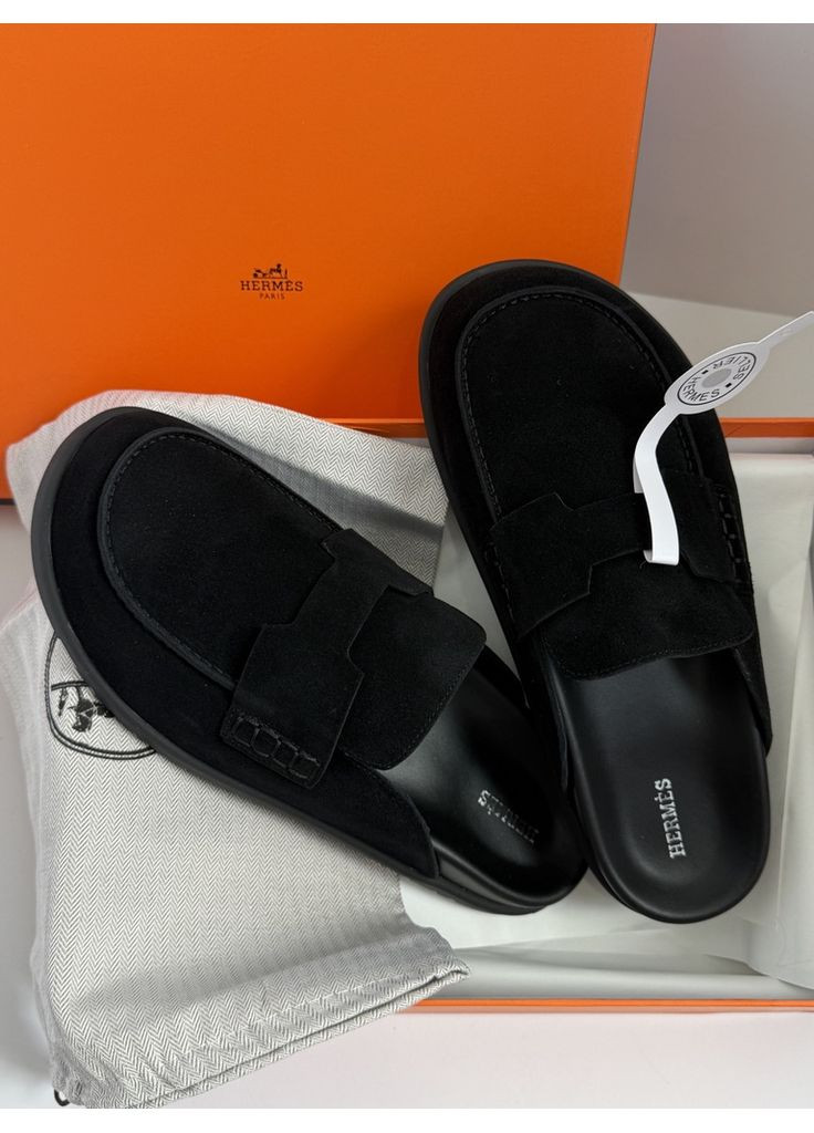 Замшеві шльопанці жіночі мюлі клоги Ермес унісекс No Brand (352192537)