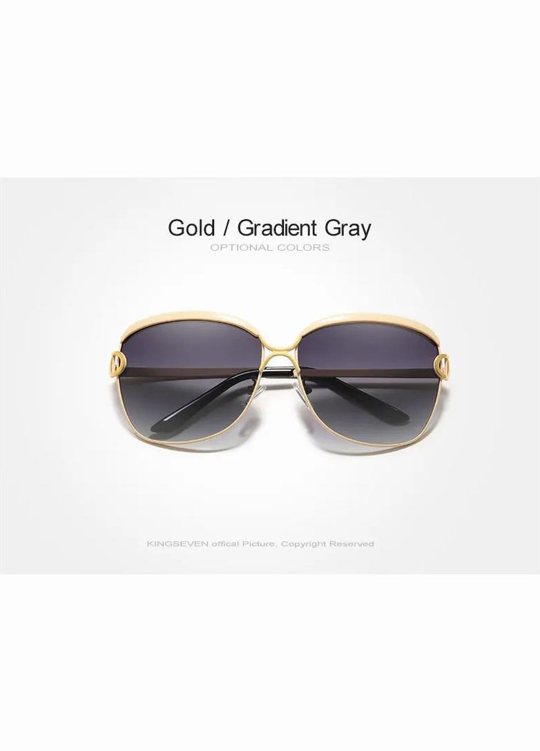 Жіночі пградієнтні поляризаційні сонцезахисні окуляри N7018 Gold Gradient Gray KINGSEVEN (344548135)