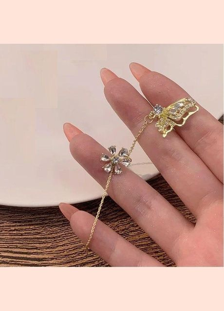 Ошатна ліва кафа з ланцюжком метелик і квітка, 5583 Fashion Jewelry (336950500)