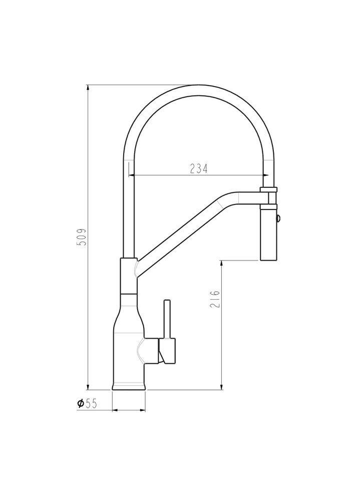 G4098-15 кухня одноваж. вис. вилив нерж. сталь гайка Ø35 (сатин/чорний) {8/1} GAPPO (371881946)