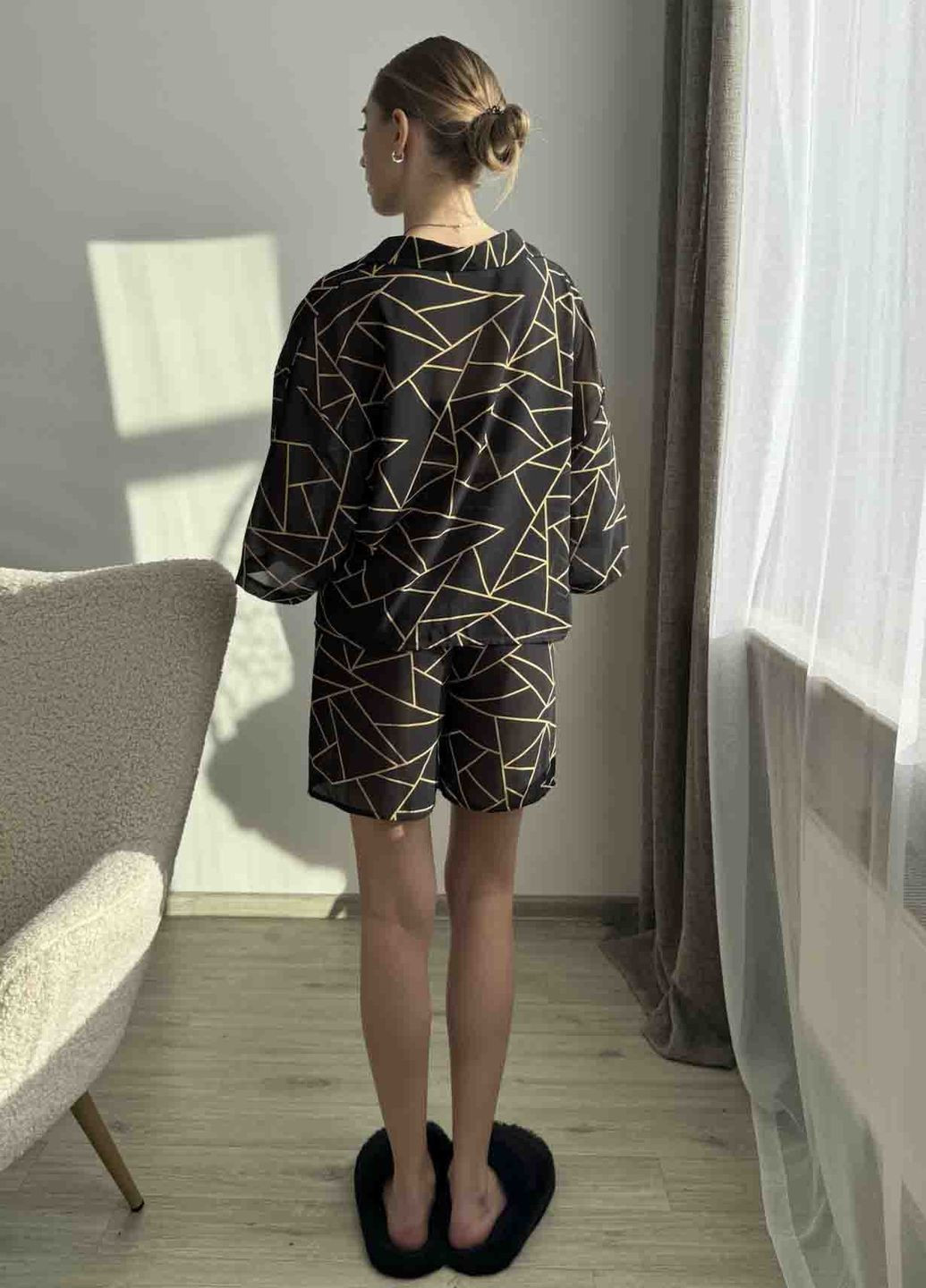 Графитовая всесезон пижама коллекции «буйность» (рубашка, шорты) VIDCHUY