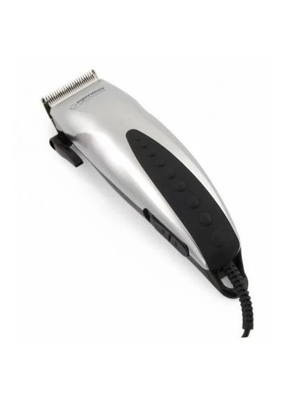 Машинка для стрижки EBC003 Stylist, сріблястий/чорний, 10W, живлення від мережі, 4 насадки, довжина 1.2-12 мм Esperanza (389371204)