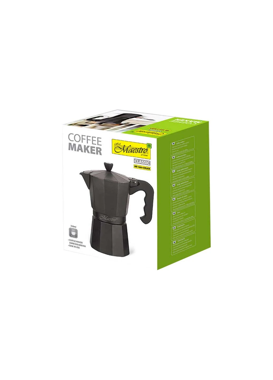 Кофеварка гейзерная алюминиевая 300мл черная (MR-1666-6-BLACK) Maestro (365829125)
