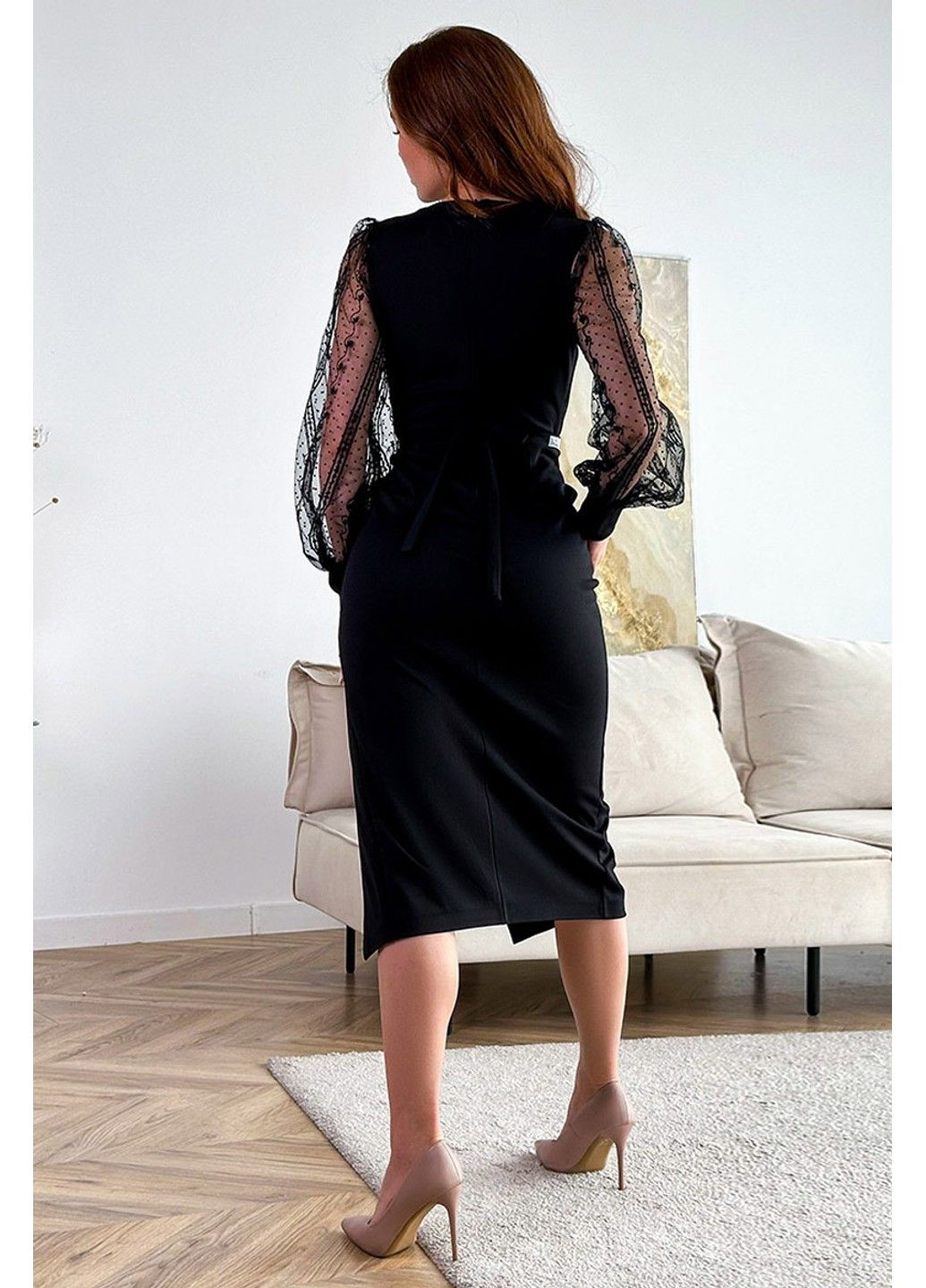 Чорна коктейльна сукня пояс стрази 23075 чорна Tanita-Romario