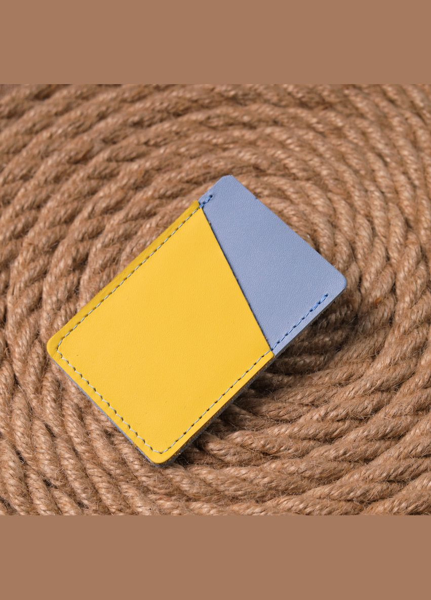Картхолдер для карт з натуральної шкіри із двома кишенями жовто-блакитний (sku_16701) No Brand (330012748)