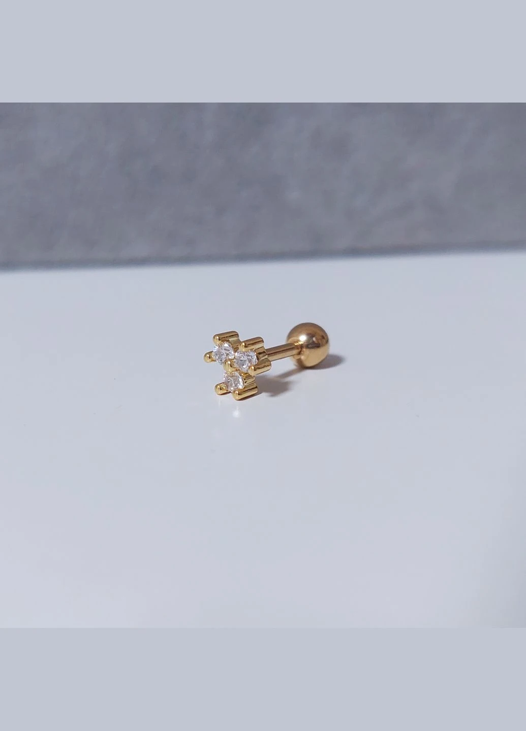 Серьга штанга для пирсинга уха, хряща MK1197-63 золотистый DeKolie (315023844)