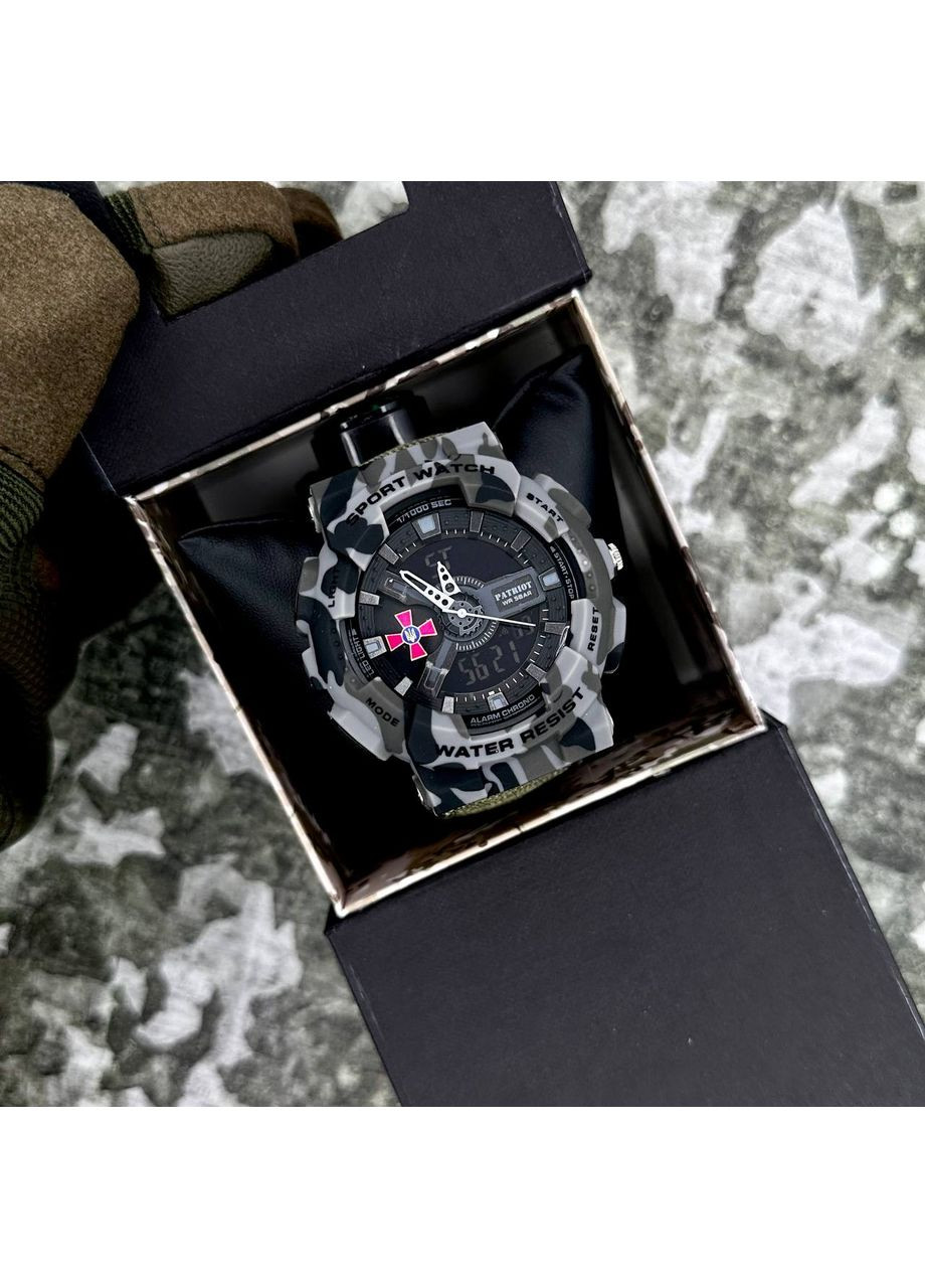 Наручний годинник сірий камуфляж паракордовий ремінець для чоловіків спортивні кварцові ProDobro (367265175)