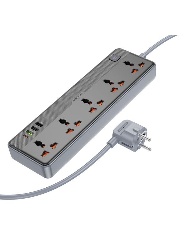 Сетевой удлинитель 5 position socket(PD20W/1C3A)(EU) Black (6941991111501) Borofone BAC5A Lord (357474209)